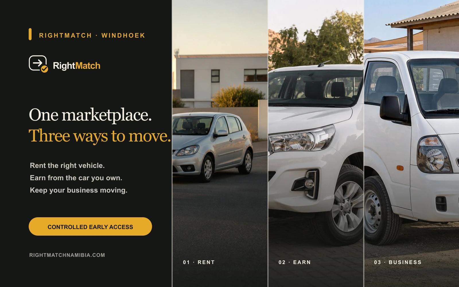 RightMatch Namibia pathways for renters, vehicle owners and businesses